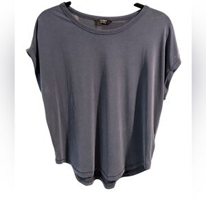 Lucky Brand Slate Blue Short Sleeve Oversized Cap Sleeve T Shirt- Size Small